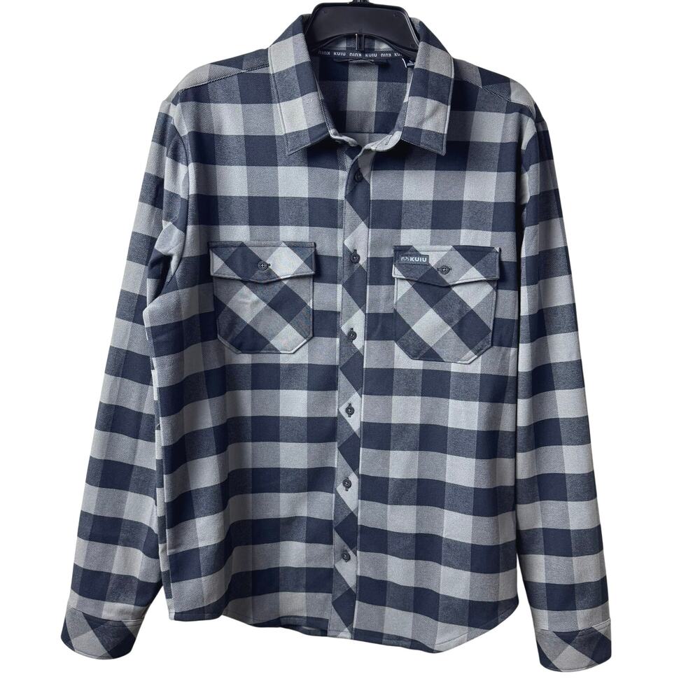 Kuiu Field Flannel Mens Size Large Gunmetal Buffalo Check Heavy Weight
